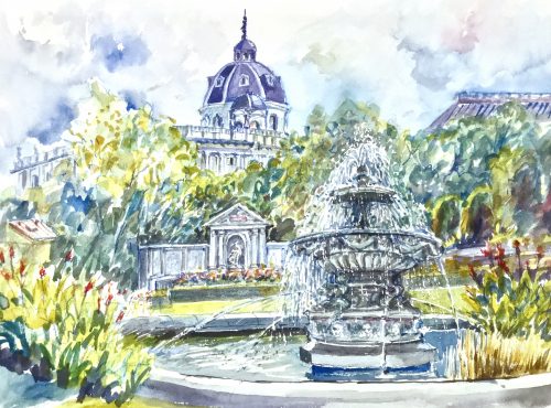 Aquarell Volksgarten (c) Rosi Grieder-Bednarik